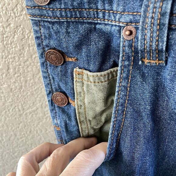 We the Free Free People Denim Overalls Womens Small Patched Carpenter Boho Retro - Picture 5 of 14